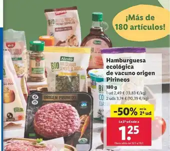 Lidl -50% en la 2a ud hamburguesa ecológica de vacuno origen pirineos oferta