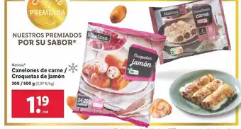 Lidl Monissa canelones de carne croquetas de jamón oferta