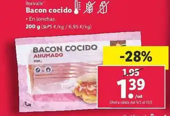 Lidl Realvalle bacon cocido en lonchas oferta