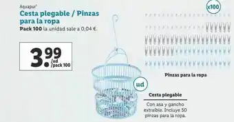 Lidl Aquapur cesta plegable pinzas para la ropa oferta
