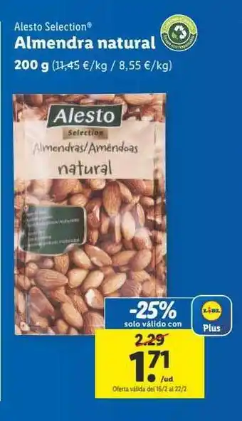 Lidl Alesto seleccion almendra natural oferta