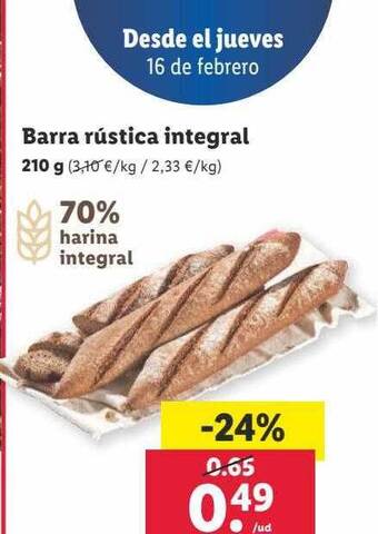 Lidl Barra rústica integral oferta
