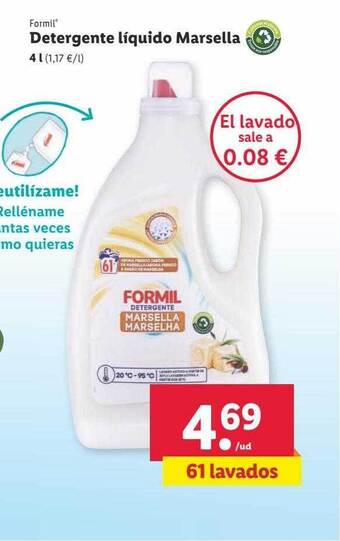 Lidl Formil detergente líquido marsella oferta
