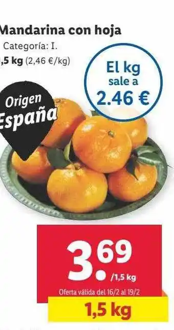 Lidl Mandarina con hoja oferta