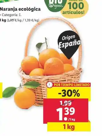 Lidl Naranja ecológica oferta