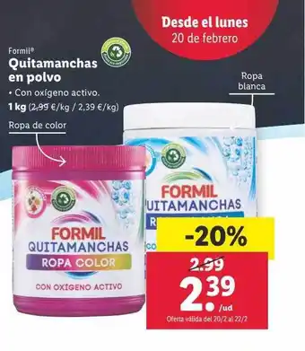 Lidl Formil quitamanchas en polvo oferta