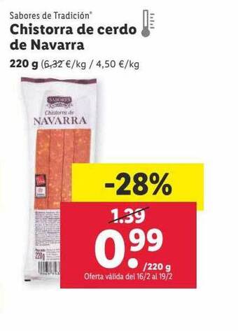 Lidl Sabores de tradición chistorra de cerdo de navarra oferta
