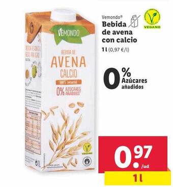 Lidl Vemondo bebida de avena con calcio oferta