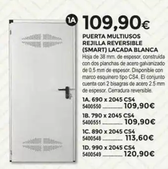 Puerta multiusos rejilla reversible smart lacada blanca