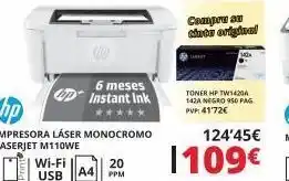 Dynos Informática Hp impresora láser monocromo laserjet m110we 6 meses instant ink wi-fi usb a4 ppm 20 compor au tinen original toner hp oferta