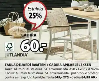 JYSK Taula De Jardí Ramten + Cadira Apilable Jeksen oferta
