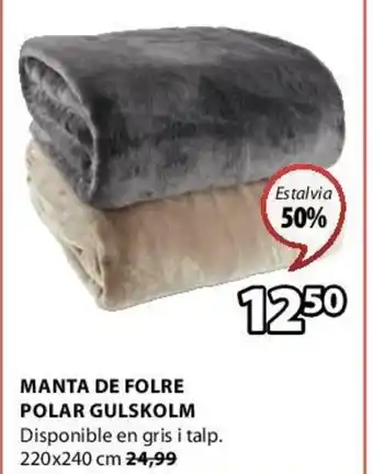JYSK Manta De Folre Polar Gulskolm 220x240 cm oferta