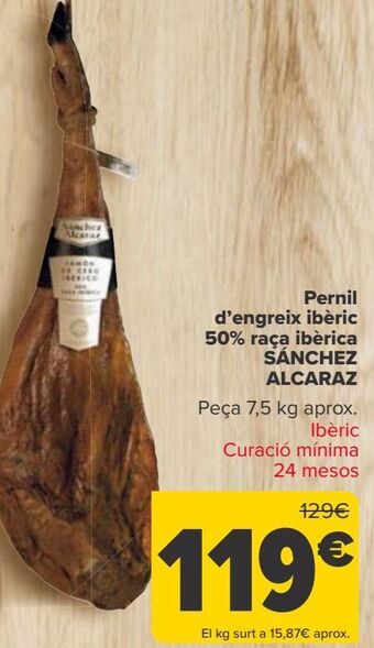 Carrefour Jamón de cebo ibérico 50% raza ibérica sánchez alcaraz oferta