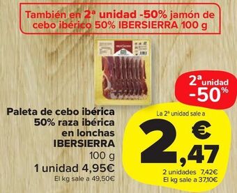 Carrefour Market Paleta de cebo ibérica 50% raza ibérica en lonchas ibersierra oferta