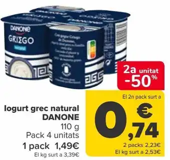 Carrefour Yogur griego natural danone oferta