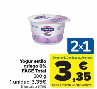 Carrefour Market Yogur estilo griego 0% fage total oferta