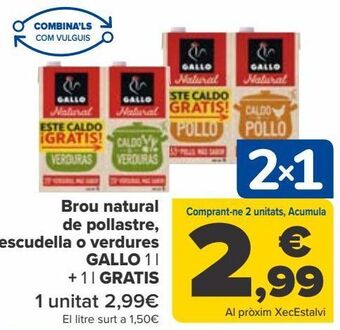 Carrefour Caldo natural de pollo, cocido o verduras gallo oferta