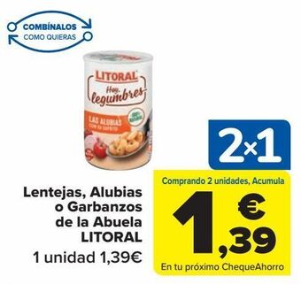 Carrefour Market Lentejas, alubias o garbanzos de la abuela litoral oferta