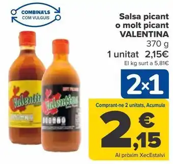 Carrefour Salsa picante o muy picante valentina oferta
