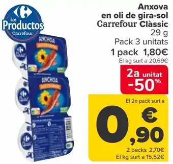 Carrefour Anchoas en aceite de girasol carrefour classic oferta