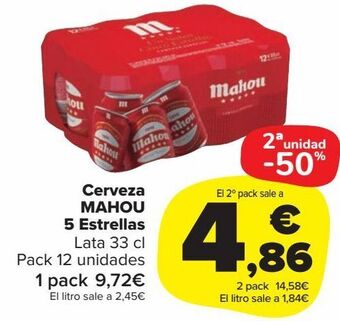 Carrefour Market Cerveza mahou 5 estrellas oferta