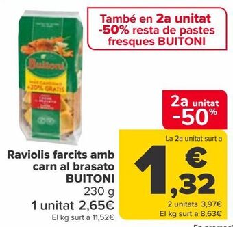 Carrefour Ravioli rellenos con carne al brasato buitoni oferta