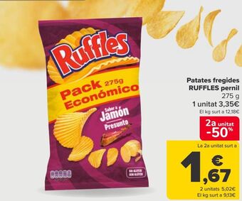 Carrefour Patatas fritas ruffles jamón oferta