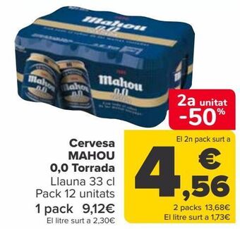 Carrefour Cerveza mahou 0,0 tostada oferta