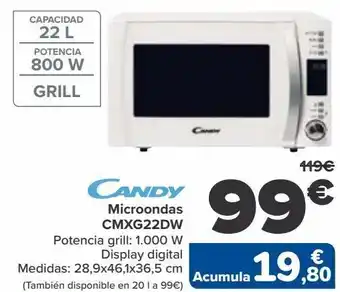 Carrefour Candy microondas cmxg22dw oferta