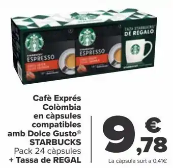 Carrefour Café espresso colombia en capsulas compatibles con dolce gusto starbucks + taza de regalo oferta