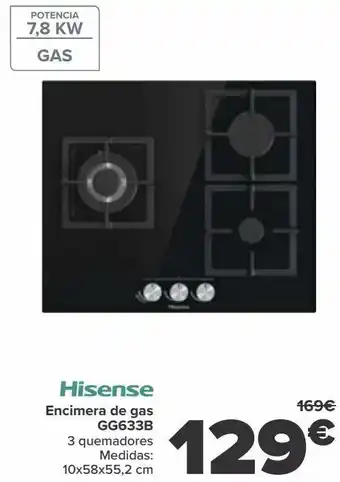 Carrefour Hisense encimera de gas gg633b oferta