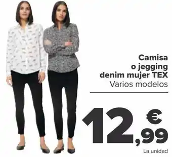 Carrefour Camisa o jegging denim mujer tex oferta