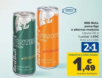 Carrefour Red bull manzana-higo o albaricoque-fresa oferta