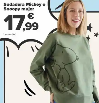 Carrefour Sudadera mickey o snoopy mujer oferta