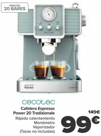 Carrefour Cecotec cafetera espresso power 20 tradizionale oferta