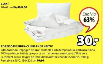 JYSK Coixi Edredo De Fibra Clinisan Sensitiv oferta