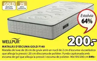 JYSK Wellpur Matalás D'escuma Gold F140 oferta