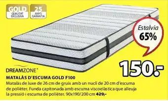 JYSK Dreamzone Matalás D'escuma Gold F100 oferta