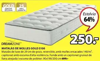 JYSK Dreamzone Matalás De Molles Gold S100 oferta