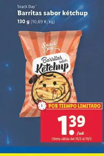 Lidl Snack day barritas sabor kétchup oferta