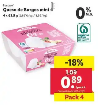 Lidl Roncero queso de burgos mini oferta