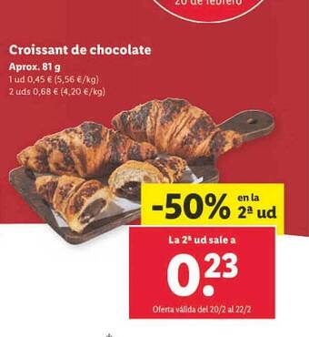 Lidl Croissant de chocolate oferta