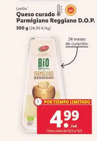 Lidl Lovilio queso curado parmigiano reggiano d.o.p. oferta