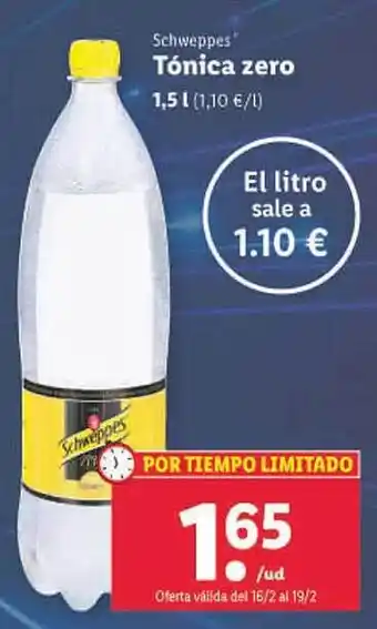 Lidl Schweppes tónica zero oferta