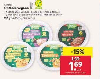 Lidl Vemondo untable vegano oferta
