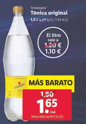Lidl Schweppes tónica original oferta