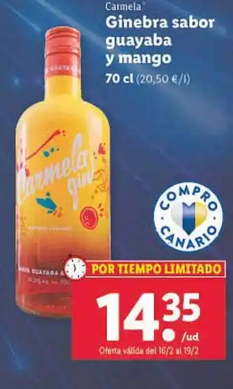 Lidl Carmela ginebra sabor guayaba y mango oferta