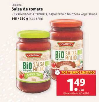 Lidl Combino salsa de tomate oferta