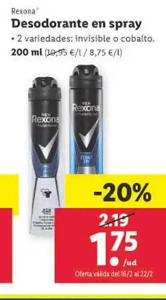 Lidl Rexona desodorante en spray oferta