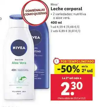 Lidl Nivea leche corporal oferta